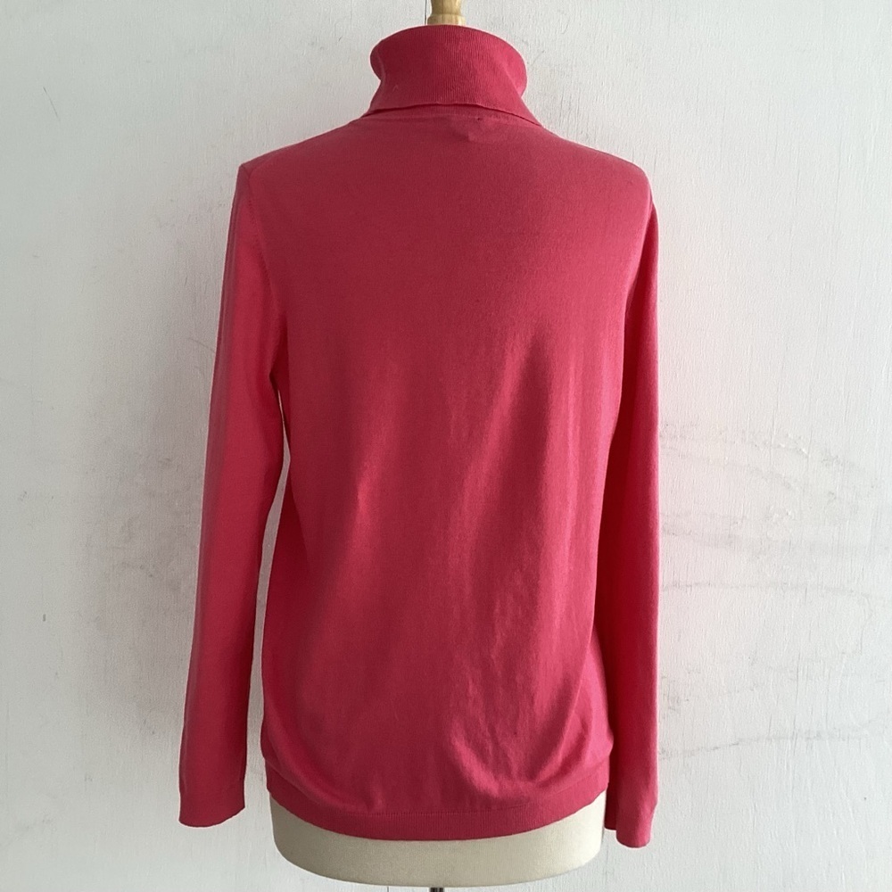 Talbots Coral / Rasberry Pink Cotton Blend Turtleneck Sweater Medium EUC - Picture 4 of 7